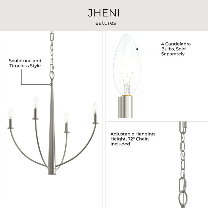 Progress Lighting - P400458-009 - Four Light Chandelier - Jheni - Brushed Nickel