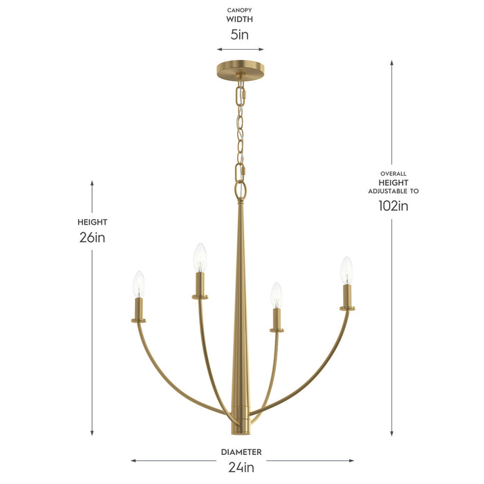 Progress Lighting - P400458-191 - Four Light Chandelier - Jheni - Brushed Gold