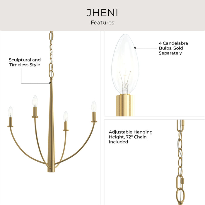 Progress Lighting - P400458-191 - Four Light Chandelier - Jheni - Brushed Gold