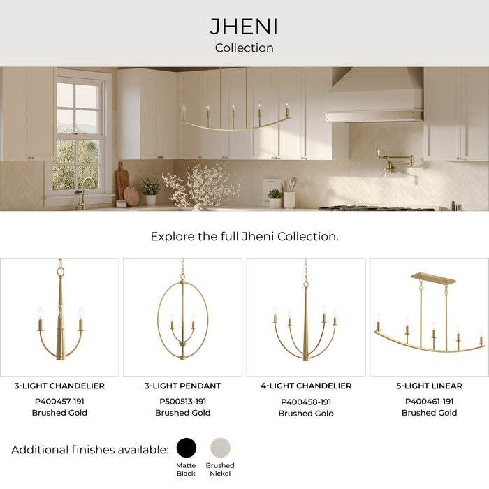 Progress Lighting - P400458-191 - Four Light Chandelier - Jheni - Brushed Gold