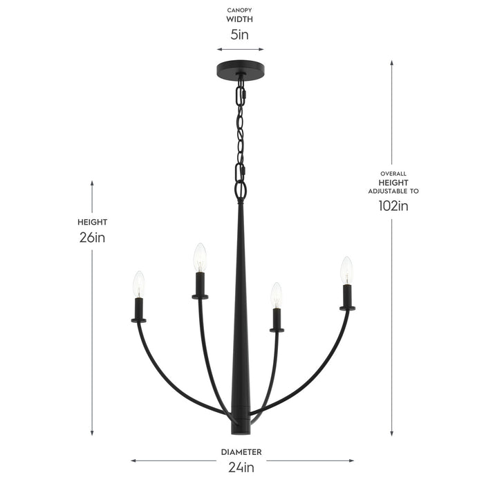 Progress Lighting - P400458-31M - Four Light Chandelier - Jheni - Matte Black