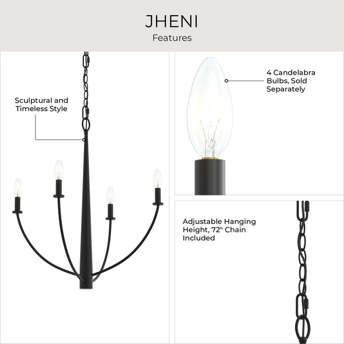 Progress Lighting - P400458-31M - Four Light Chandelier - Jheni - Matte Black