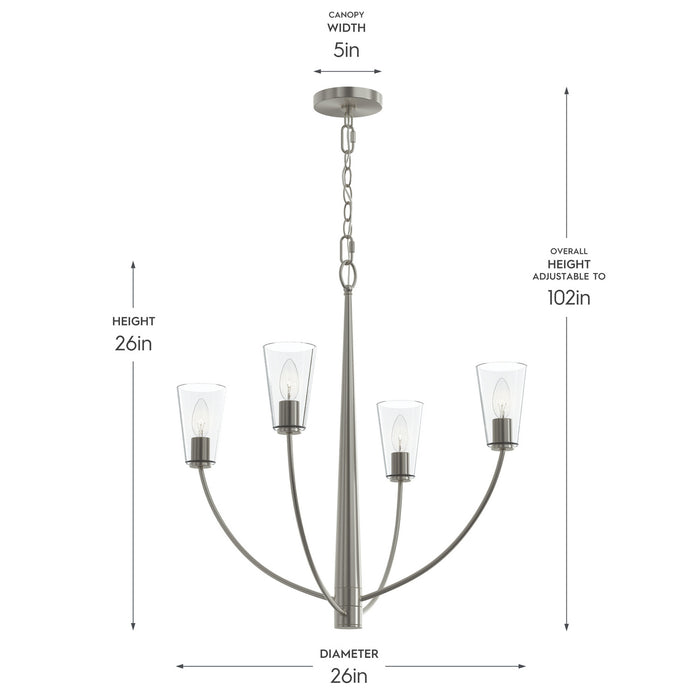 Progress Lighting - P400453-009 - Four Light Chandelier - Jheni - Brushed Nickel