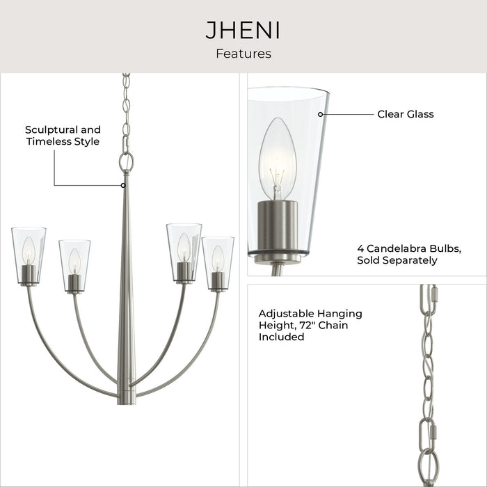 Progress Lighting - P400453-009 - Four Light Chandelier - Jheni - Brushed Nickel