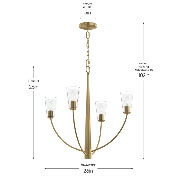 Progress Lighting - P400453-191 - Four Light Chandelier - Jheni - Brushed Gold