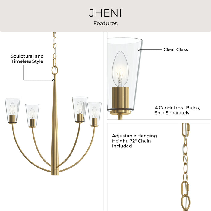 Progress Lighting - P400453-191 - Four Light Chandelier - Jheni - Brushed Gold