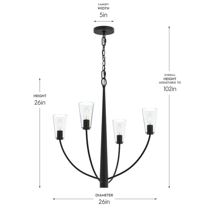 Progress Lighting - P400453-31M - Four Light Chandelier - Jheni - Matte Black