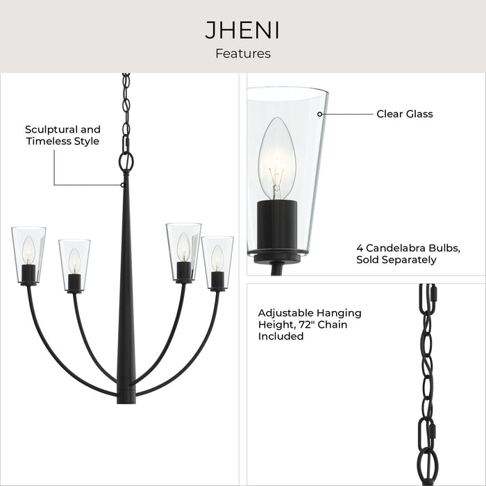 Progress Lighting - P400453-31M - Four Light Chandelier - Jheni - Matte Black
