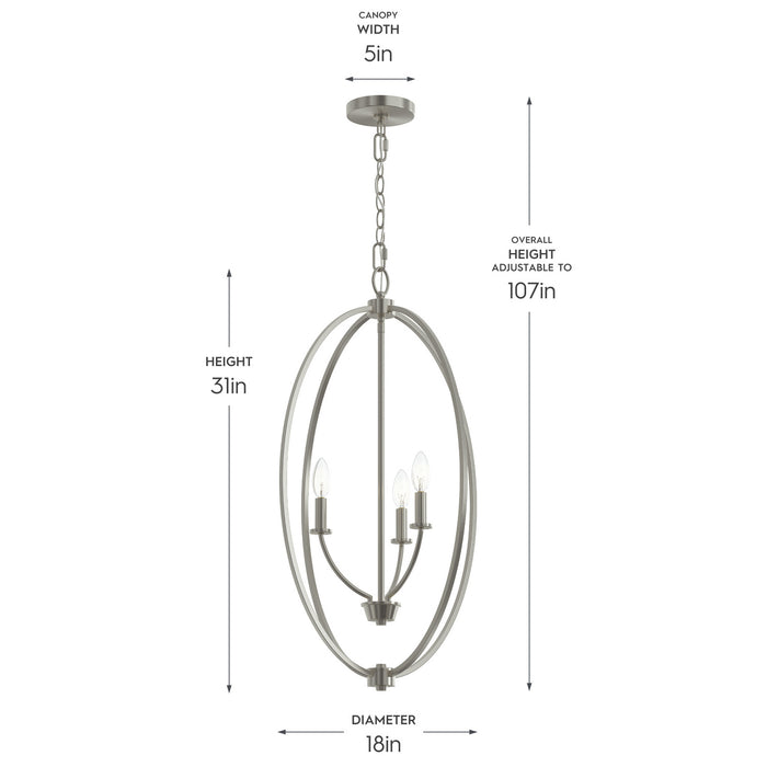 Progress Lighting - P500513-009 - Three Light Foyer Pendant - Jheni - Brushed Nickel