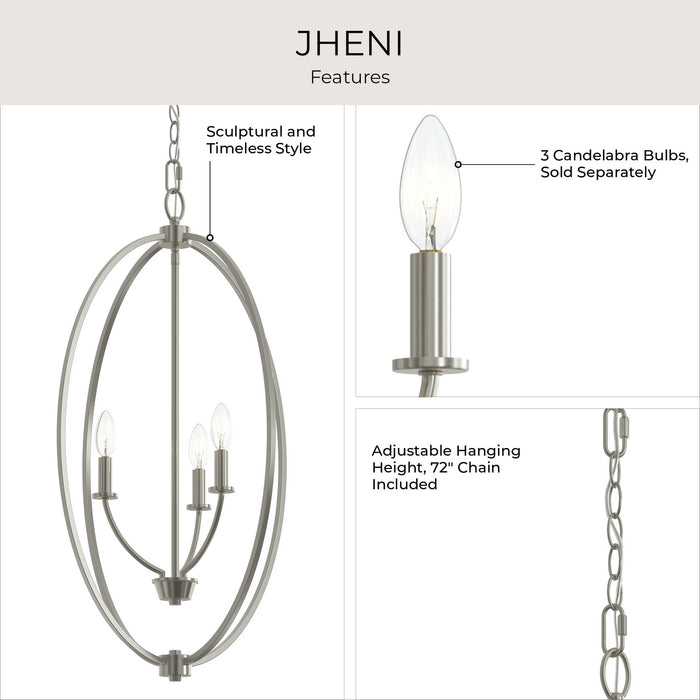 Progress Lighting - P500513-009 - Three Light Foyer Pendant - Jheni - Brushed Nickel