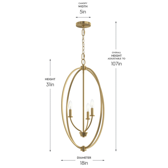 Progress Lighting - P500513-191 - Three Light Foyer Pendant - Jheni - Brushed Gold
