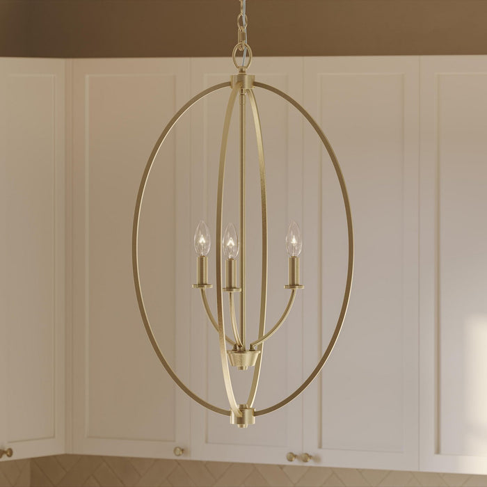 Progress Lighting - P500513-191 - Three Light Foyer Pendant - Jheni - Brushed Gold