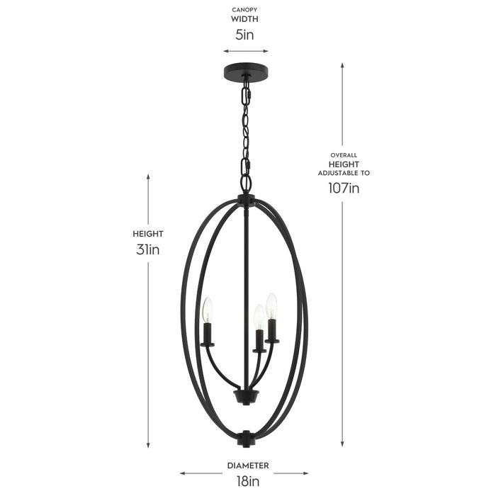 Progress Lighting - P500513-31M - Three Light Foyer Pendant - Jheni - Matte Black