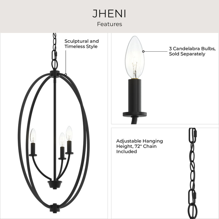 Progress Lighting - P500513-31M - Three Light Foyer Pendant - Jheni - Matte Black