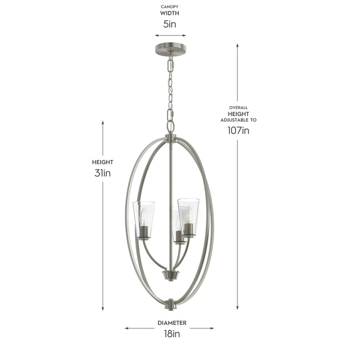 Progress Lighting - P500512-009 - Three Light Foyer Pendant - Jheni - Brushed Nickel