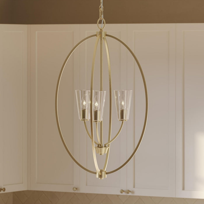 Progress Lighting - P500512-191 - Three Light Foyer Pendant - Jheni - Brushed Gold