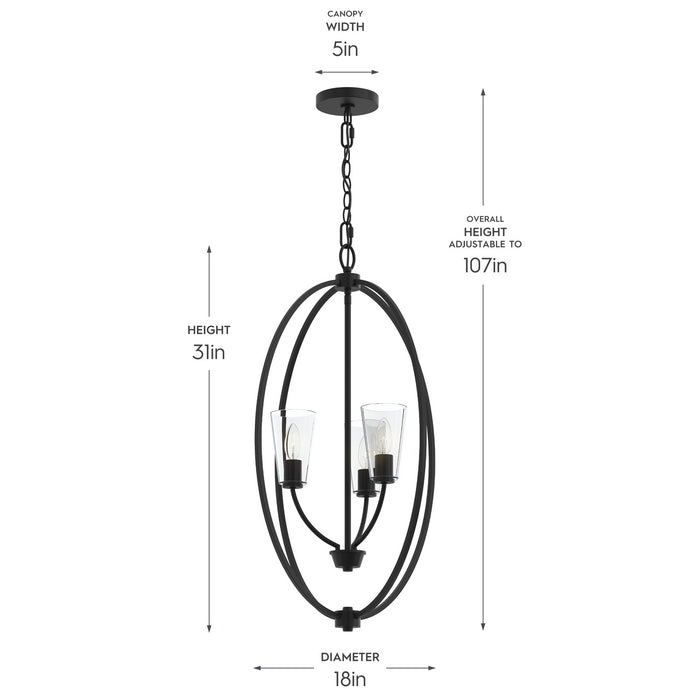Progress Lighting - P500512-31M - Three Light Foyer Pendant - Jheni - Matte Black