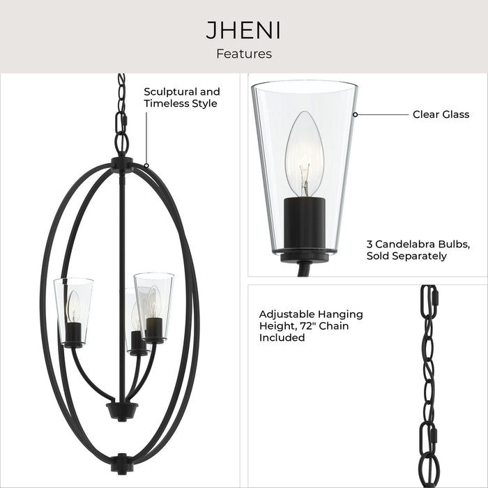 Progress Lighting - P500512-31M - Three Light Foyer Pendant - Jheni - Matte Black