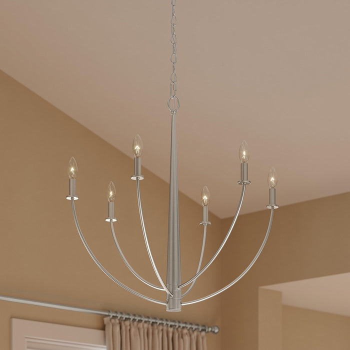Progress Lighting - P400459-009 - Six Light Chandelier - Jheni - Brushed Nickel