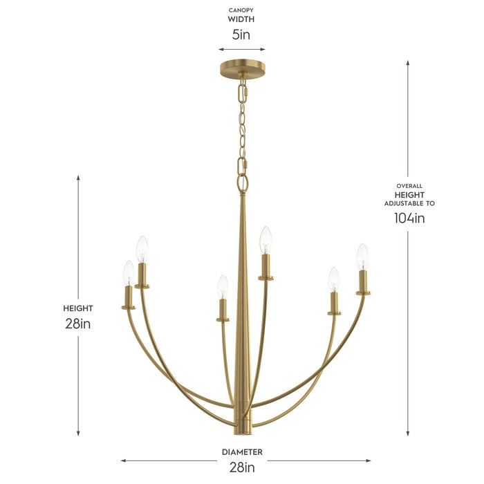 Progress Lighting - P400459-191 - Six Light Chandelier - Jheni - Brushed Gold