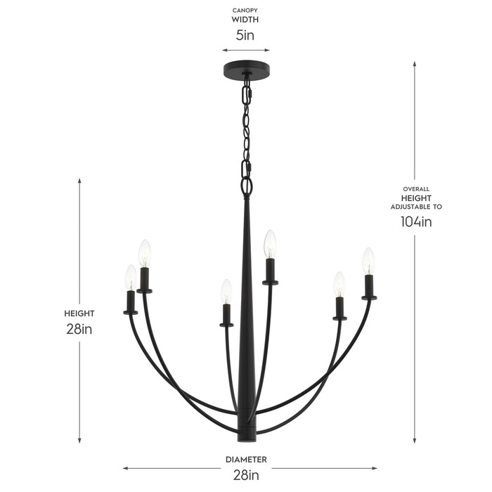Progress Lighting - P400459-31M - Six Light Chandelier - Jheni - Matte Black