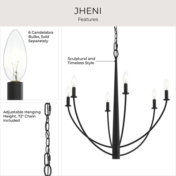 Progress Lighting - P400459-31M - Six Light Chandelier - Jheni - Matte Black