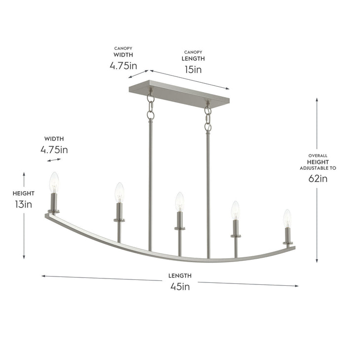 Progress Lighting - P400461-009 - Five Light Linear Chandelier - Jheni - Brushed Nickel