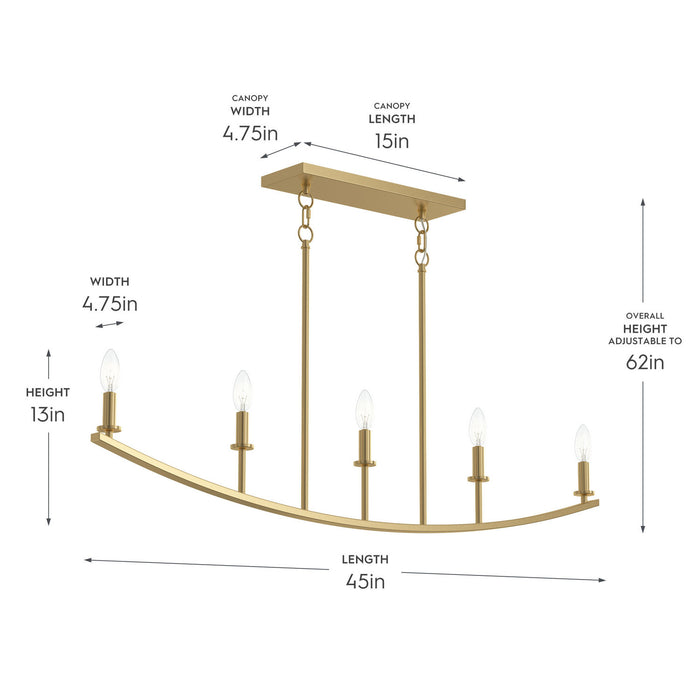 Progress Lighting - P400461-191 - Five Light Linear Chandelier - Jheni - Brushed Gold