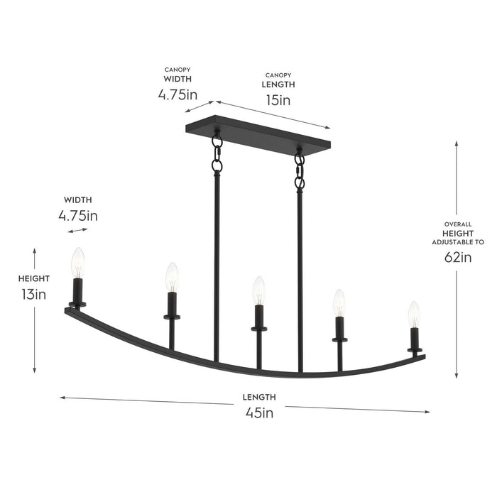 Progress Lighting - P400461-31M - Five Light Linear Chandelier - Jheni - Matte Black
