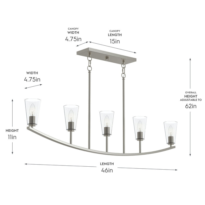 Progress Lighting - P400456-009 - Five Light Linear Chandelier - Jheni - Brushed Nickel