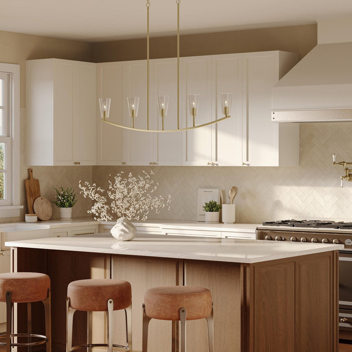 Progress Lighting - P400456-191 - Five Light Linear Chandelier - Jheni - Brushed Gold
