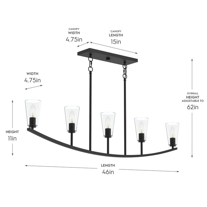 Progress Lighting - P400456-31M - Five Light Linear Chandelier - Jheni - Matte Black