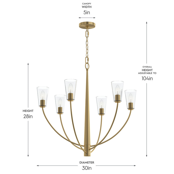 Progress Lighting - P400454-191 - Six Light Chandelier - Jheni - Brushed Gold