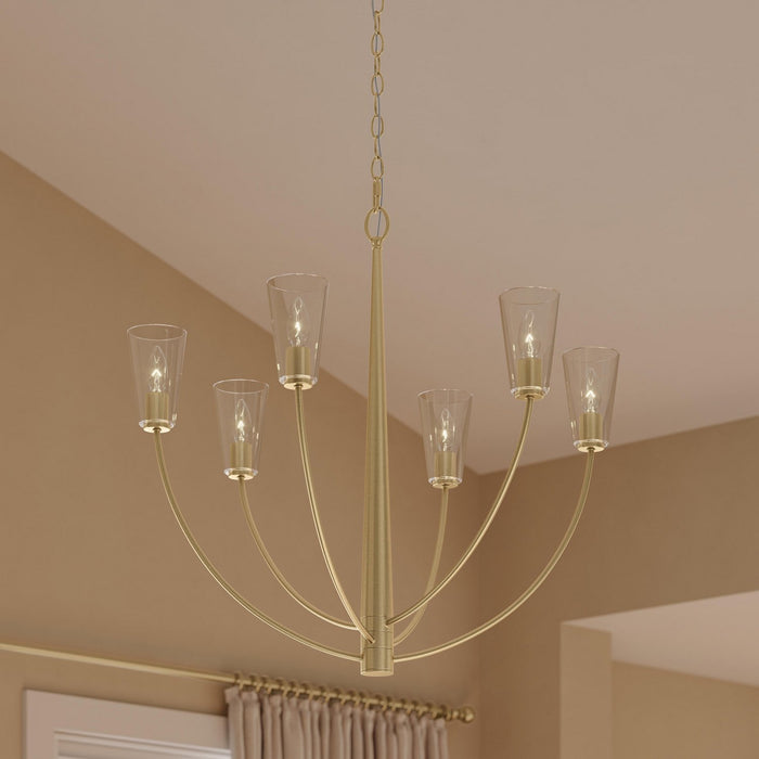 Progress Lighting - P400454-191 - Six Light Chandelier - Jheni - Brushed Gold