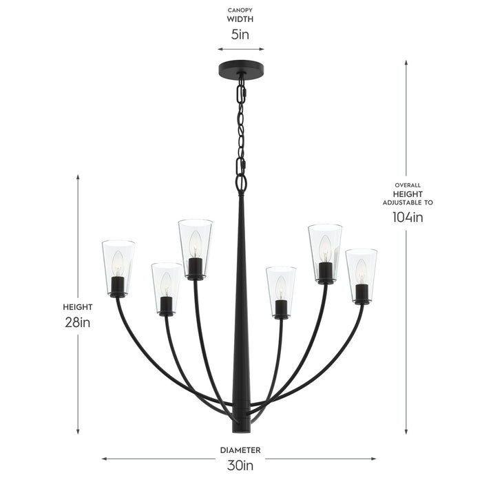 Progress Lighting - P400454-31M - Six Light Chandelier - Jheni - Matte Black