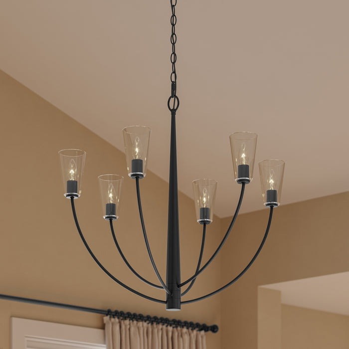 Progress Lighting - P400454-31M - Six Light Chandelier - Jheni - Matte Black