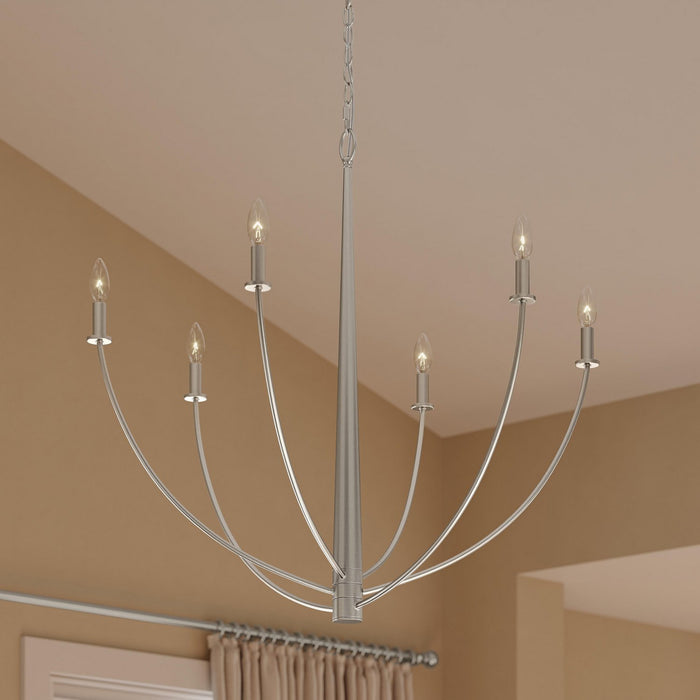 Progress Lighting - P400460-009 - Six Light Chandelier - Jheni - Brushed Nickel