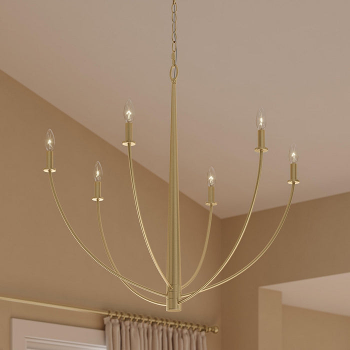Progress Lighting - P400460-191 - Six Light Chandelier - Jheni - Brushed Gold