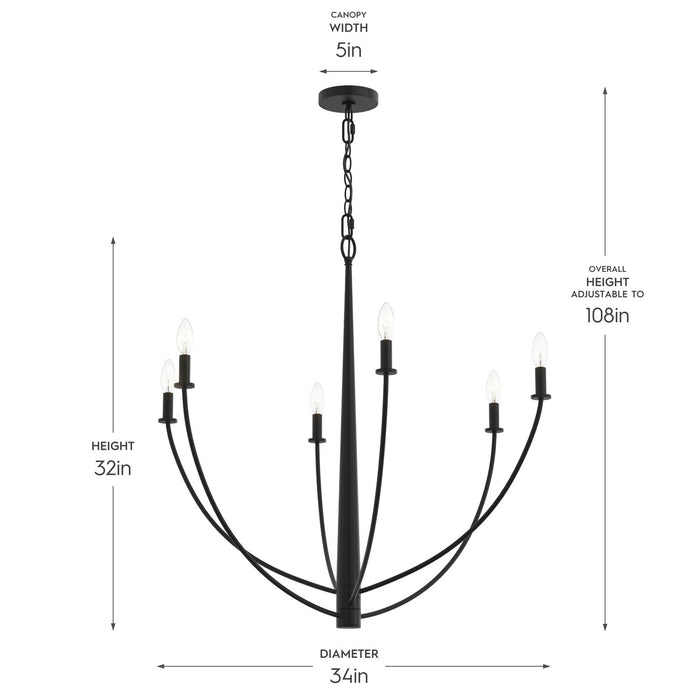 Progress Lighting - P400460-31M - Six Light Chandelier - Jheni - Matte Black