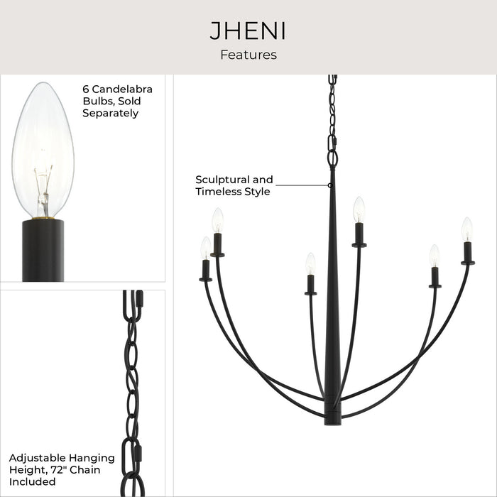 Progress Lighting - P400460-31M - Six Light Chandelier - Jheni - Matte Black