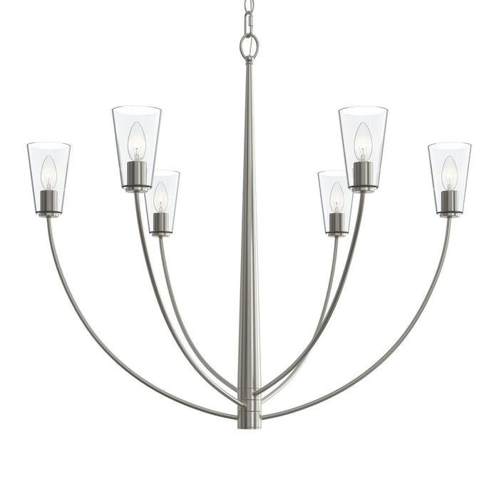 Progress Lighting - P400455-009 - Six Light Chandelier - Jheni - Brushed Nickel
