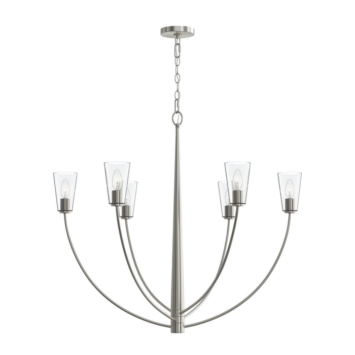 Progress Lighting - P400455-009 - Six Light Chandelier - Jheni - Brushed Nickel