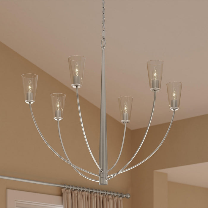 Progress Lighting - P400455-009 - Six Light Chandelier - Jheni - Brushed Nickel