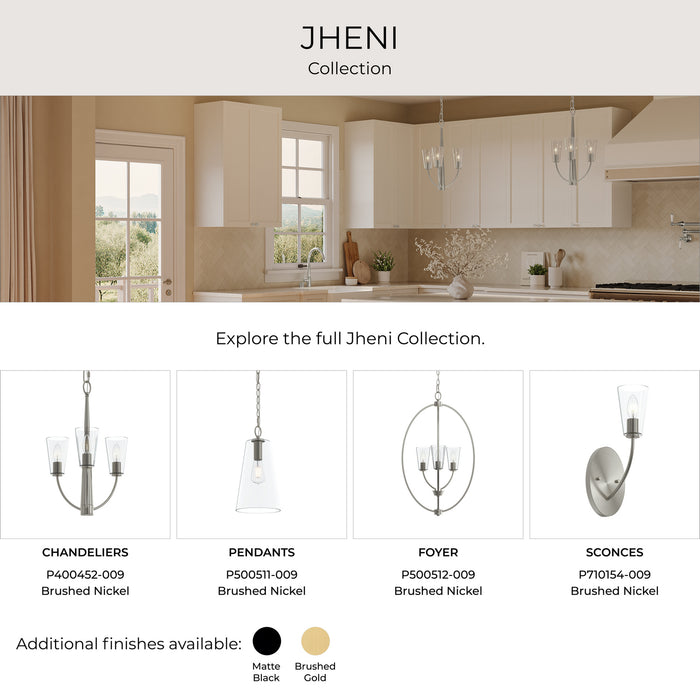 Progress Lighting - P400455-009 - Six Light Chandelier - Jheni - Brushed Nickel