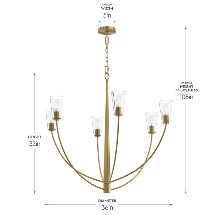 Progress Lighting - P400455-191 - Six Light Chandelier - Jheni - Brushed Gold
