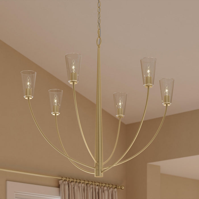 Progress Lighting - P400455-191 - Six Light Chandelier - Jheni - Brushed Gold