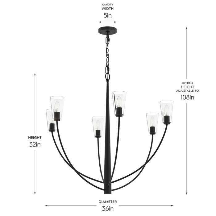 Progress Lighting - P400455-31M - Six Light Chandelier - Jheni - Matte Black
