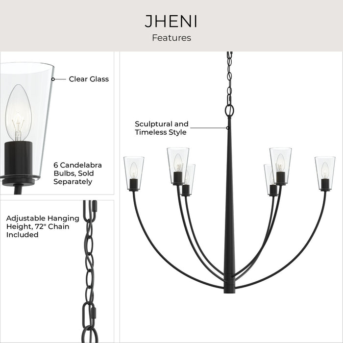 Progress Lighting - P400455-31M - Six Light Chandelier - Jheni - Matte Black