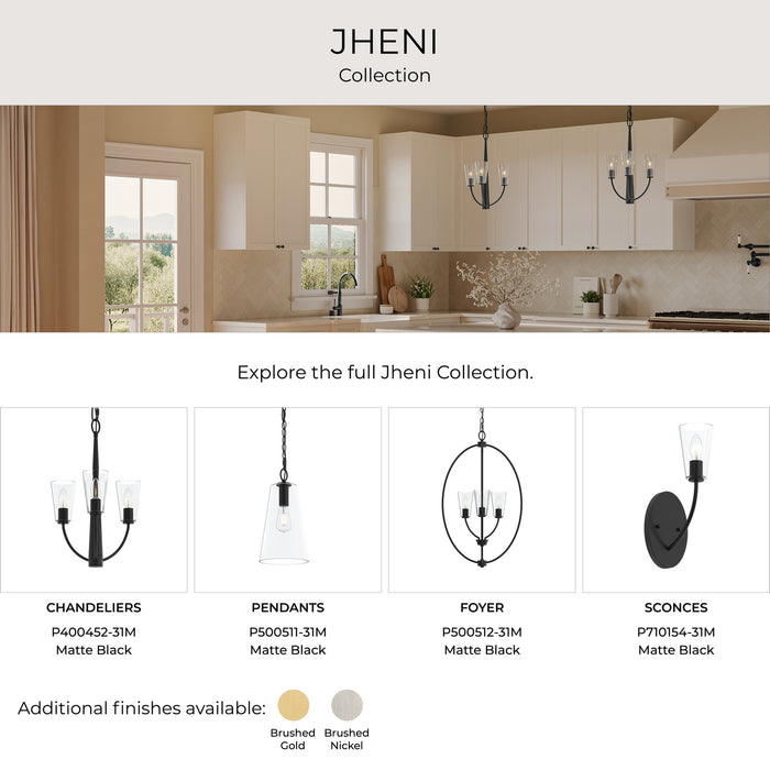 Progress Lighting - P400455-31M - Six Light Chandelier - Jheni - Matte Black