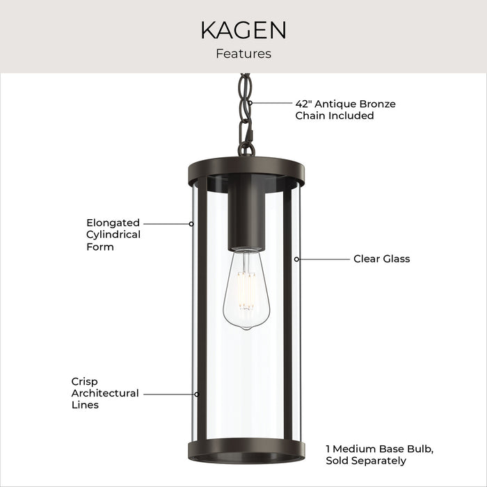 Progress Lighting - P550145-020 - One Light Outdoor Pendant - Kagen - Antique Bronze